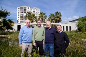 John Chapman (left) and Colin Green of Rabie Property Group with Roger Harries and Owen Futeran of the Harries Consortium on the site of the planned additions to the Oasis Luxury Retirement Resort at Century City