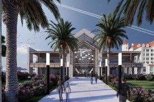 Architects presective of the exterior  of the Boardwalk Mall 